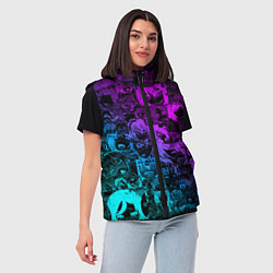 Женский жилет AHEGAO NEON GIRL НЕОНОВЫЙ АХЕГАО, цвет: 3D-черный — фото 2