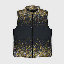 Женский жилет Золотые блестки на темном фоне Сияющий глиттер, бл, цвет: 3D-черный