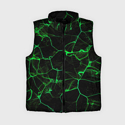 Женский жилет Абстракция - Черно-зеленый фон - дым, цвет: 3D-черный