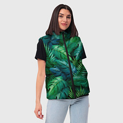 Женский жилет Green plants pattern, цвет: 3D-светло-серый — фото 2