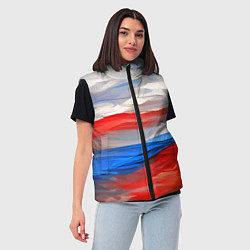 Женский жилет Флаг России в красках, цвет: 3D-черный — фото 2