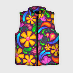 Женский жилет РАСПИСНЫЕ ЦВЕТЫ PAINTED FLOWERS, цвет: 3D-черный