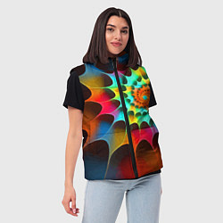 Женский жилет Красочная неоновая спираль Colorful neon spiral, цвет: 3D-светло-серый — фото 2