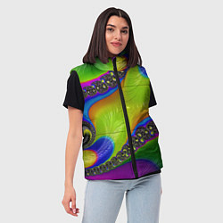 Женский жилет Кислотный фрактал Абстракция, цвет: 3D-черный — фото 2