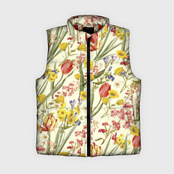 Женский жилет Цветы Весенние Тюльпаны, цвет: 3D-красный