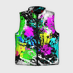 Женский жилет Разноцветные пятна краски на черном фоне