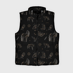 Женский жилет Мистические животные волк птица бабочка лошадь, цвет: 3D-светло-серый