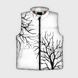 Женский жилет Черные ветки деревьев на белом фоне