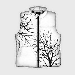Женский жилет Черные ветки деревьев на белом фоне, цвет: 3D-черный
