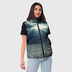 Женский жилет Трещины на земле пустыня, цвет: 3D-черный — фото 2