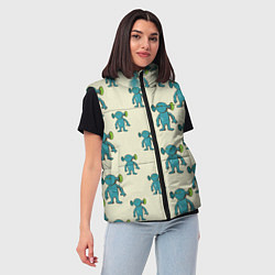 Женский жилет Милые зеленые человечки, цвет: 3D-черный — фото 2