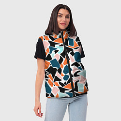 Женский жилет Абстрактный современный разноцветный узор в оранже, цвет: 3D-светло-серый — фото 2