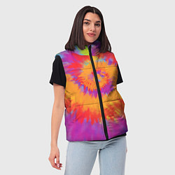 Женский жилет Тай дай в радуге, цвет: 3D-черный — фото 2