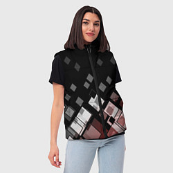 Женский жилет Geometric pattern черно-коричневый узор Ромбы, цвет: 3D-светло-серый — фото 2