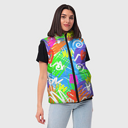 Женский жилет Яркий геометрический принт на белом фоне, цвет: 3D-черный — фото 2
