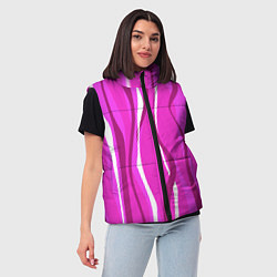 Женский жилет Розовые полосы, цвет: 3D-светло-серый — фото 2