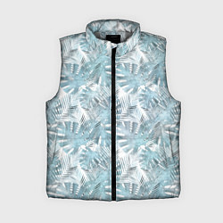 Женский жилет Голубые листья пальмы на белом