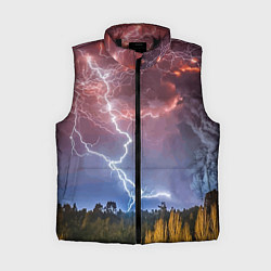 Женский жилет Грозовые разряды молний над лесом, цвет: 3D-черный