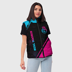 Женский жилет Real Madrid - neon gradient: символ и надпись верт, цвет: 3D-черный — фото 2