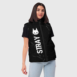 Женский жилет Stray glitch на темном фоне: вертикально, цвет: 3D-черный — фото 2