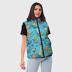 Женский жилет Pattern toxic Rick and Morty, цвет: 3D-светло-серый — фото 2
