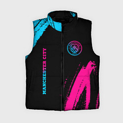 Женский жилет Manchester City - neon gradient: надпись, символ, цвет: 3D-черный