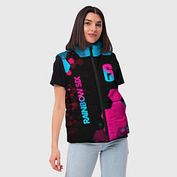 Женский жилет Rainbow Six - neon gradient: надпись, символ, цвет: 3D-черный — фото 2