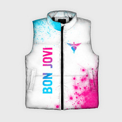 Женский жилет Bon Jovi neon gradient style: надпись, символ, цвет: 3D-черный