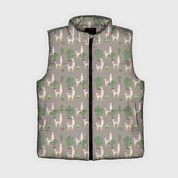 Женский жилет Три забавных ламы среди кактусов