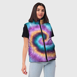 Женский жилет Сине-фиолетовый тай дай, цвет: 3D-черный — фото 2