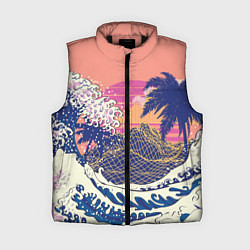 Женский жилет Ретро дизайн большие волны, пальмы и абстрактные г