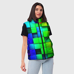 Женский жилет Цветные неоновые кубы, цвет: 3D-черный — фото 2