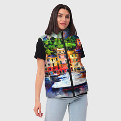 Женский жилет Картина красочный город, цвет: 3D-светло-серый — фото 2