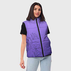 Женский жилет Красивый фиолетовый градиент с цветами, цвет: 3D-светло-серый — фото 2