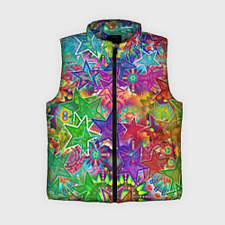 Женский жилет Узоры из разноцветных звёзд, цвет: 3D-светло-серый