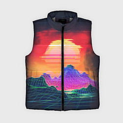 Женский жилет Синтвейв неоновые горы на закате