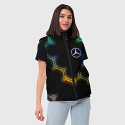 Женский жилет Mercedes - neon pattern, цвет: 3D-светло-серый — фото 2