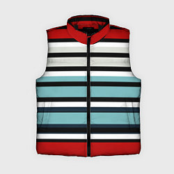 Женский жилет Красные голубые и белые полосы, цвет: 3D-черный