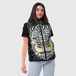 Женский жилет Сова с золотыми глазами, цвет: 3D-светло-серый — фото 2