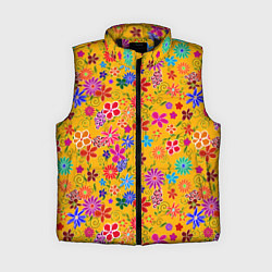 Женский жилет Нарисованные цветы - орнамент, цвет: 3D-черный
