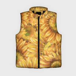 Женский жилет Подсолнухи, цвет: 3D-черный