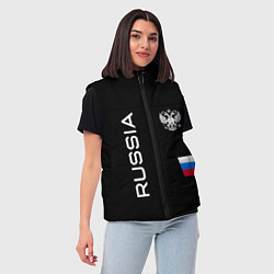 Женский жилет Россия и три линии на черном фоне, цвет: 3D-черный — фото 2