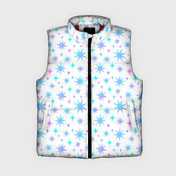 Женский жилет Разноцветные звезды на белом фоне, цвет: 3D-красный