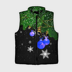 Женский жилет Новогодние шарики, цвет: 3D-черный