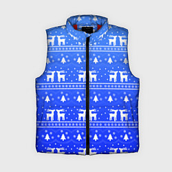 Женский жилет Синий орнамент с оленями, цвет: 3D-красный