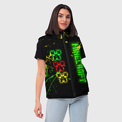 Женский жилет Minecraft - неоновые логотипы, цвет: 3D-красный — фото 2