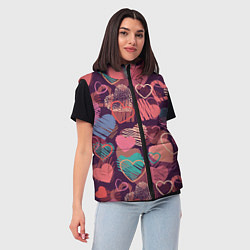 Женский жилет Узор из разных сердец, цвет: 3D-красный — фото 2