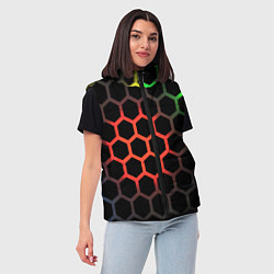 Женский жилет Gradient hexagon genshin, цвет: 3D-черный — фото 2
