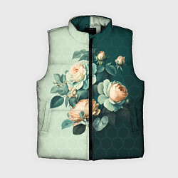 Женский жилет Розы на зеленом фоне