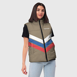 Женский жилет Триколор - три полосы на песочном, цвет: 3D-черный — фото 2